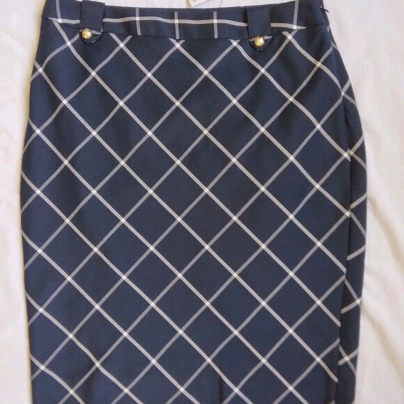 The Limited Plaid Skirt Navy Blue Academia Career Workwear Women's Size 12 - Picture 2 of 9